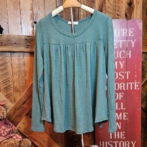 Elegant Green Long Sleeve Women's Top